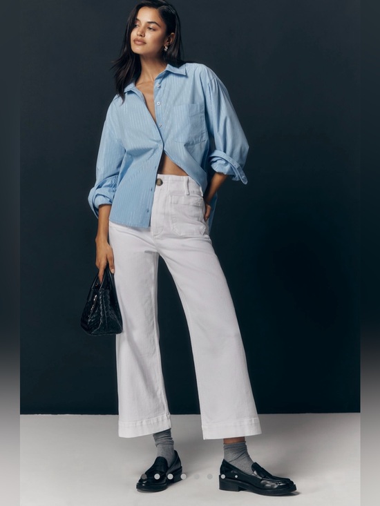 Maeve Denim - Maeve The Denim Colette Cropped High-Rise Wide-Leg Jeans
Size 23
